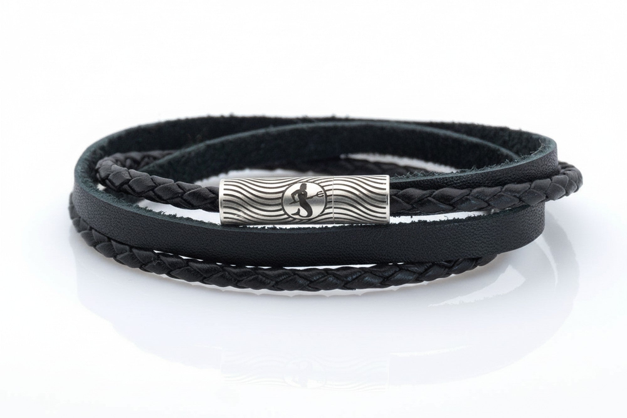 Браслет LUCINA Нептун Волны 5мм двойной