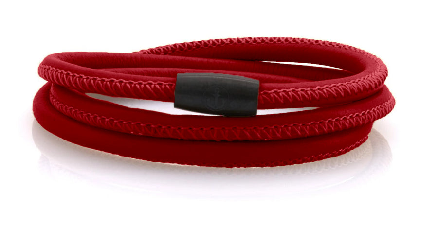 neptn women bracelet JUNO Anchor Lava Triple 4 brown nappa leather