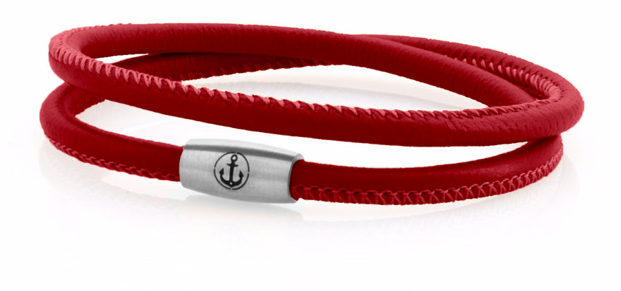 neptn women bracelet JUNO Anchor Steel double 4 black nappa leather
