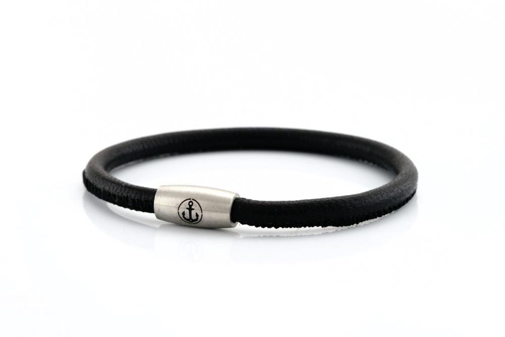 neptn women bracelet JUNO Anchor Steel Single 4 black nappa leather
