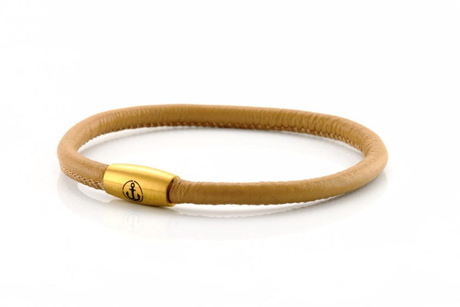 neptn women bracelet JUNO Anchor Gold Single 4 black nappa leather