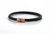 neptn women bracelet JUNO Anchor Rosegold Single 4 black nappa leather