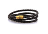 neptn women bracelet JUNO Anchor Gold Triple 4 anticbrown leather